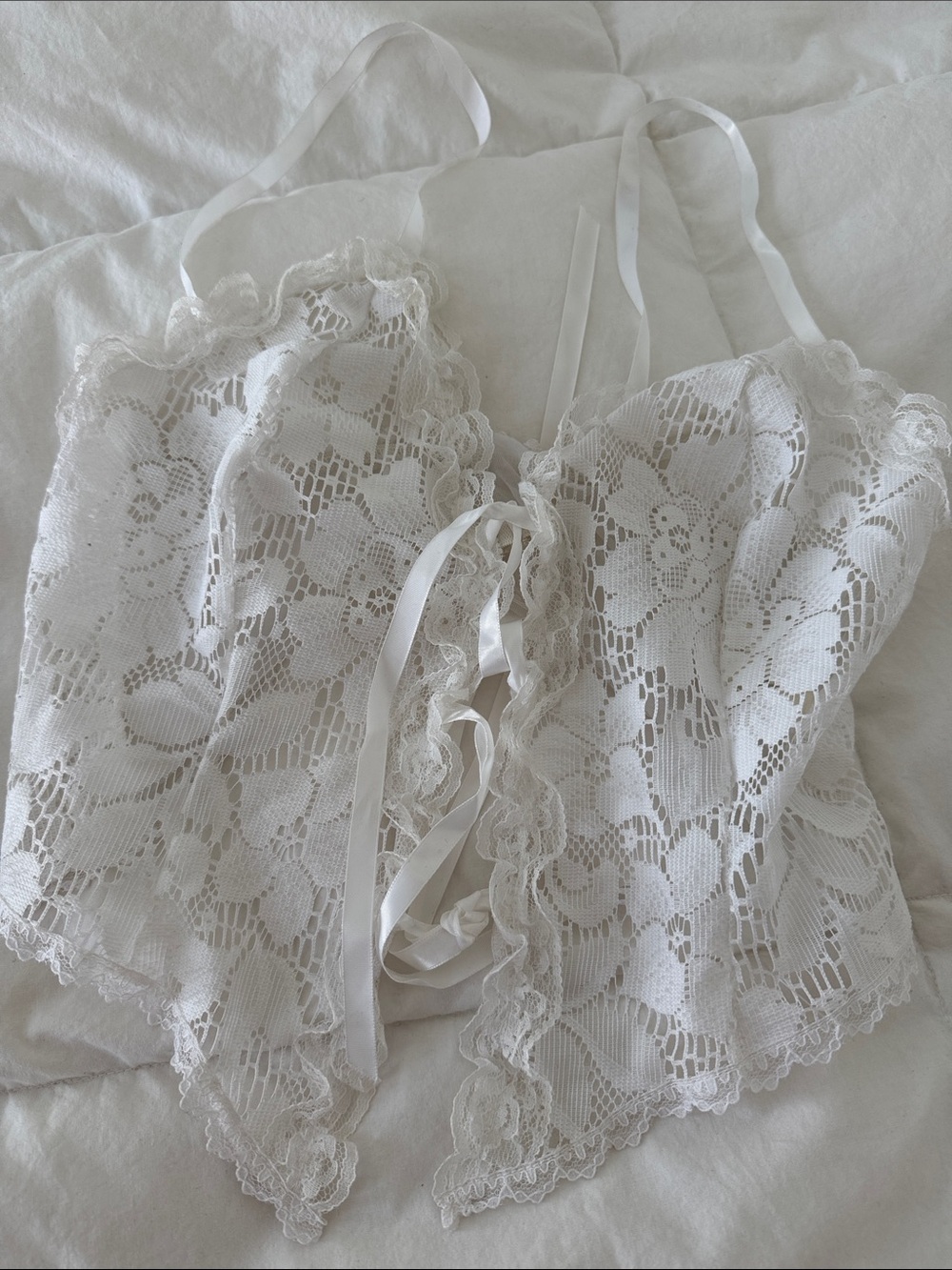 White Lace Camisole Tie-Front Top